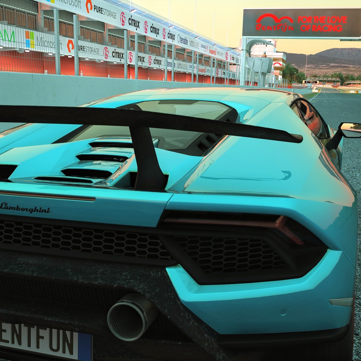 Závodní simulátor Lamborghini - ukázka možností loga  na trati