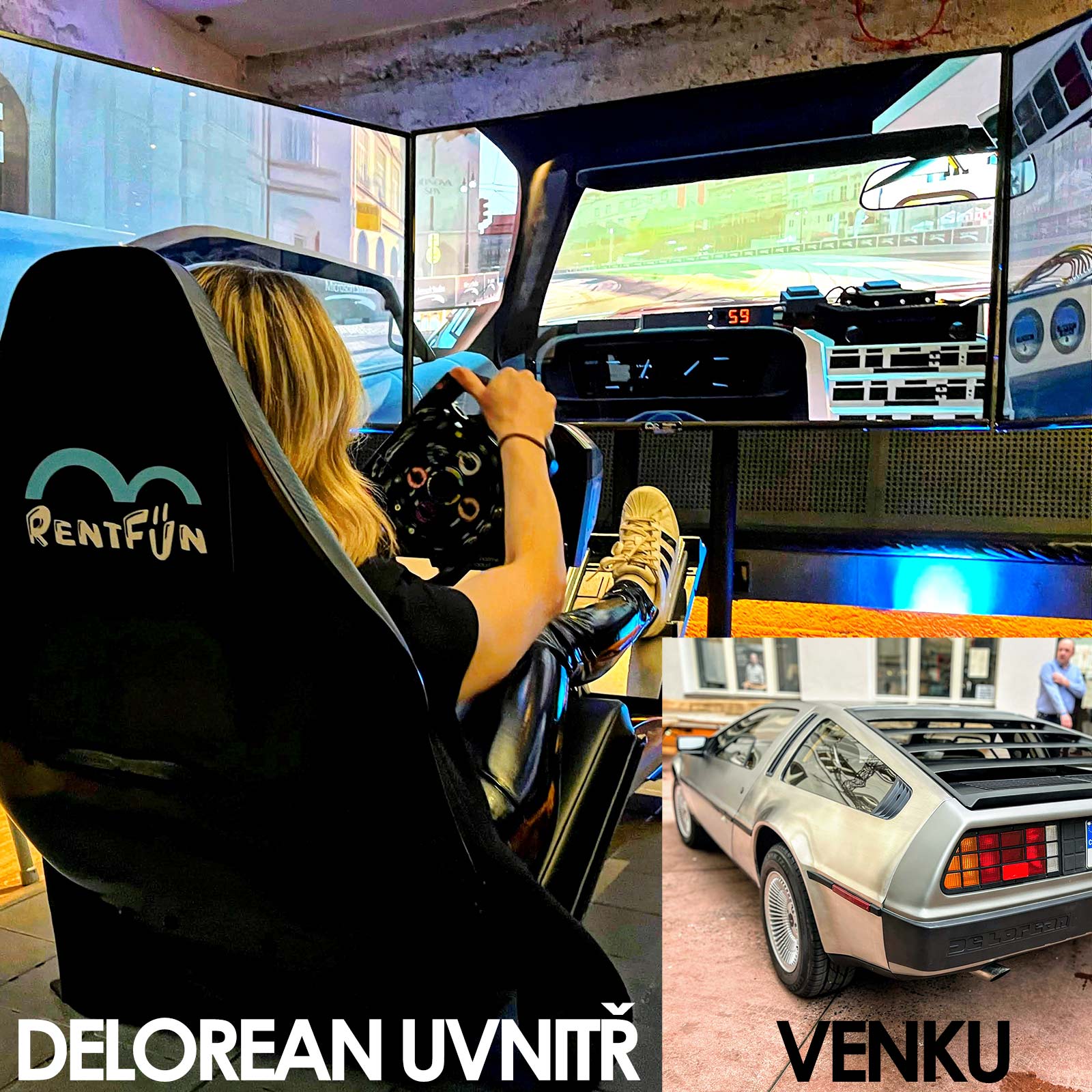 Závodní simulátor DeLorean | Firemní akce, Praha, CZ